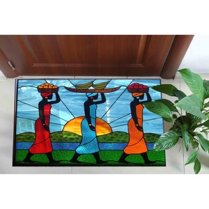 Tapis Paysage Africain : Tapis d'appoint antidérapant lavable en machine, tapis doux non tissé - Product Image 1