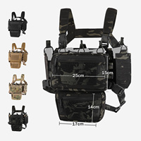 Chaleco Táctico MOLLE Cortado con Láser, Chaleco Táctico Ligero con Bolsa Abdominal Desmontable, Equipo de Caza y Combate