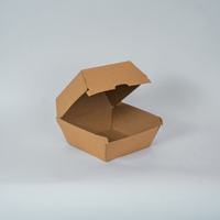 Boîte alimentaire en papier ondulé robuste Emballage à emporter biodégradable Conteneur de hamburger jetable pour restaurants et cafés