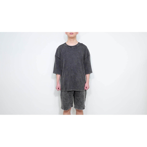 <b>high</b> quality wholesale streetwear acid washed blank black t shirt pullover heavyweight distress <b>tshirt</b> - Product Image 3