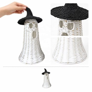 Cesta Decorativa de Mimbre Blanco con Ojos de Diamantes de Imitación para Halloween, Adorno Festivo para el Hogar - Product Image 4