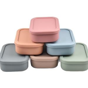 Stock Silicone Portable Rectangle <b>Lunch</b> <b>Box</b> Large Capacity No Compartment Bento <b>Box</b> Microwave Safe Student Use - Product Image 5
