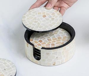 ชุดที่รองแก้วเรซินอีพ็อกซี่ฝังมุกสำหรับป้องกันโต๊ะที่รองแก้วกาแฟและชา - Product Image 2