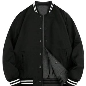 Chaqueta Varsity de Lona para Hombre con Logotipo Personalizado, Cuello Alto, Alta Calidad, Ecológica, Resistente al Viento, Corte Holgado Informal, Otoño Invierno 2025 - Product Image 1