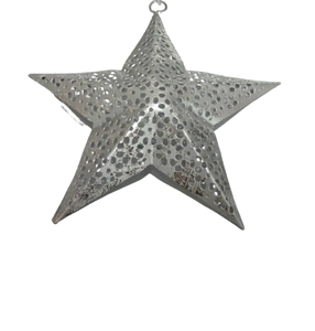 Recién llegado, juego decorativo para el hogar de 3 colgantes de Metal, estrella, papel de aluminio plateado, colgante de pared para decoración navideña - Product Image 3