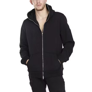 เสื้อมีฮู้ดผู้ชายผ้าฝ้ายผสมซิปเต็มตัวแบบเรียบง่ายสำหรับฤดูหนาวดีไซน์ล่าสุดย้อมสีล้วนจากผู้ผลิตปากีสถาน - Product Image 4