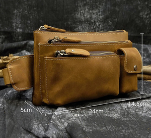 Bolso de Pecho de Cuero Genuino Marrón Personalizable Estilo Vintage, Bandolera Unisex Hecha a Mano para Uso Diario - Product Image 2