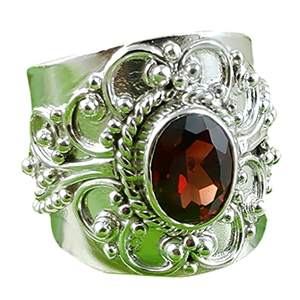 Navya Craft 925 Sterling <b>Silver</b> Handmade <b>Ring</b> Natural <b>Garnet</b> Oval Bezel Set Women's Sizes 4 to 14 US Perfect Gift - Product Image 1