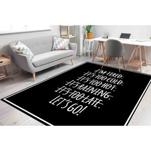 Alfombra Chenille Negra Decorativa para el Hogar con Frase Positiva 'Let's Go', Alfombra Delgada No Tejida - Product Image 4