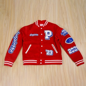 Veste universitaire de baseball pour hommes personnalisée avec col montant broderie en chenille motif de lettres veste à manches universitaires pour hommes collège - Product Image 3