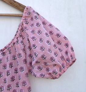 Indien main bloc coton robe femmes élégant Boho imprimé fleuri robe à la main personnalisé cadeau de mariée ODM approvisionnement - Product Image 4