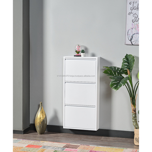 Modern Minimalist 3-Layer <b>Shoe</b> Rack Black Metal Office Wall Mounted up to 11 Pair 150x510x117cm Cabinet - Product Image 3
