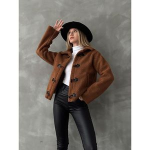 Sweat-shirt en molleton doux en coton pour femme TOPSHOW - Marron Taba, chaud et respirant, vente en gros pour l'hiver - Product Image 2