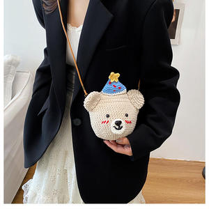Crochet New <b>Cute</b> Cotton Fashion Portable Handmade Woven Birthday <b>Bear</b> Crossbody Bag Woman Gift Cartoon Coin Purse - Product Image 5