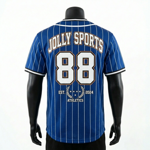 Camiseta de Béisbol para Hombre, 100% Algodón, Corte Holgado, Transpirable, con Paneles de Malla de Poliéster Azul y Blanco, Logotipo Bordado Personalizado - Product Image 2