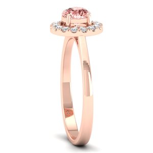 Anillo Halo con Morganita de Corte Redondo de 0.5 Quilates en Oro Sólido de 14K, Diseño Clásico REYES, para Mujer, Joyería con Diamantes Certificados por IGI - Product Image 3
