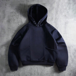เสื้อฮู้ดดี้ผู้ชายพรีเมียมแบบสั่งทำพิเศษ ทรงโอเวอร์ไซส์ สีดำล้วน ผ้าเฟรนช์เทอร์รี่ถัก ระบายอากาศได้ดี สวมใส่สบายในฤดูใบไม้ร่วง ทรงปกติ - Product Image 2