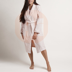 Albornoz de hotel de 100% algodón personalizado para adultos, ropa de dormir térmica y transpirable suave para spa - Product Image 4