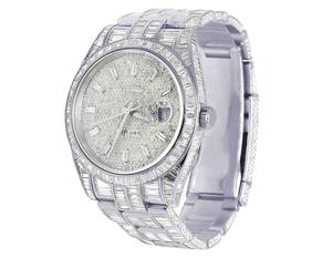Montre personnalisée Baguette entièrement sertie de diamants en quartz, bijou de mode de luxe pour homme, style hip-hop, cadran en verre - Product Image 5