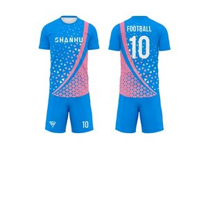 Ensemble de maillots de football pour hommes de haute qualité 100% polyester, nom d'équipe personnalisé, service OEM, impression par sublimation, maillot de football léger - Product Image 1