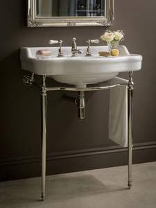 Exclusive designer brass wash <b>basin</b> stand with dual shelf support and antique gold finishing for luxury interiors - Product Image 1
