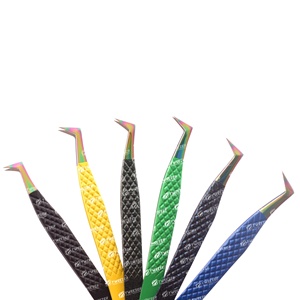 Pince à épiler d'extension de cils de botte individuelle à volume élevé Pointe en fibre pointue en acier inoxydable personnalisée Marque privée - Product Image 4