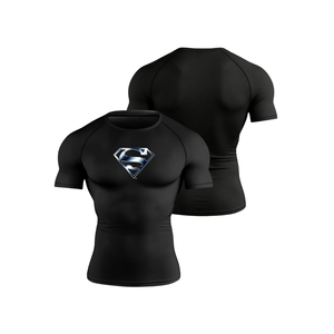 Mens <b>Black</b> <b>Compression</b> <b>Shirt</b> Short Sleeve Regular Fit Sports Training Gym Workout Fitness Running Athletic Base 200 Grams Blank - Product Image 1