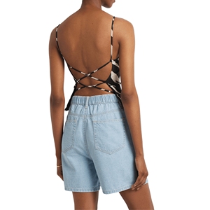 Bermuda taille haute original pour femme été essentiel respirant et lavé Denim doux devant pli maman Shorts - Product Image 5