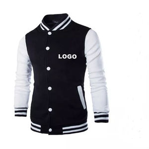 Blouson d'hiver pour homme, couleur marron et blanc, fermeture éclair, style baseball, vêtements de rue décontractés, vêtements d'extérieur, logo avant de l'université - Product Image 2