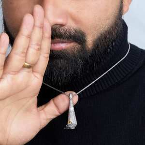 Pendentif de style hip-hop en argent sterling 925 avec diamants de laboratoire ronds et brillants Chic Pearl Gold Accent Charm pour cadeaux - Product Image 5