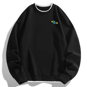 เสื้อสเวตเชิ้ตคอกลมแขนยาวผู้ชาย ผ้าฝ้ายฟลีซ แฟชั่นฤดูหนาว สีดำ ดีไซน์ปักโลโก้ - Product Image 6