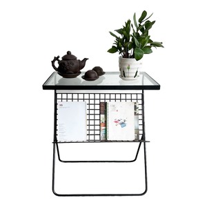 SST028 Minimalist Glass-Top Coffee <b>Table</b> with Durable <b>Iron</b> Frame Tempered for Tea <b>Table</b> Use in Farmhouse Interior Decoration - Product Image 1