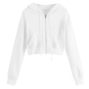 <b>Crop</b> Top <b>Zip</b> <b>up</b> Women Hoodie Front Logo 100% Cotton Simple Trendy Solid Pattern High Quality with Low MOQ - Product Image 6