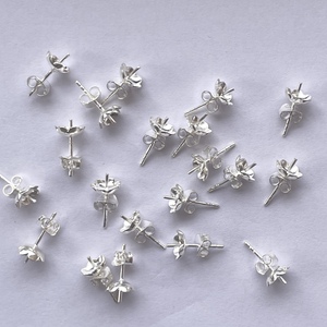 7mm 925 Sterling Silver Flower Round <b>Stud</b> Earrings Blank Empty Setting Gold Micron Findings Semi Mount Earring Wholesale <b>Mould</b> - Product Image 3