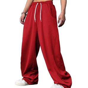 Custom Design High Quality Casual Loose Oversize Baggy <b>Men's</b> Sweatpants Premium Quality <b>Red</b> Color Wide Leg Baggy <b>Trouser</b> Pants - Product Image 1