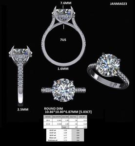 Bague pour femme en or blanc 10K 14K 18K avec diamant de laboratoire de 5 carats, bague de fiançailles, bijoux fins - Product Image 5