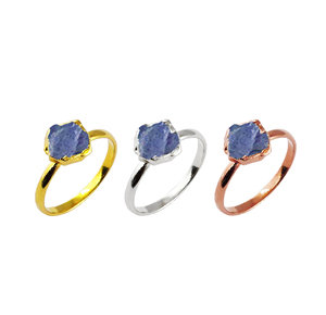 Anillo de tanzanita Natural, Plata de Ley 925, oro de Vermeil, piedra rugosa, oro electrochapado, GEMA, Plata de ley - Product Image 2