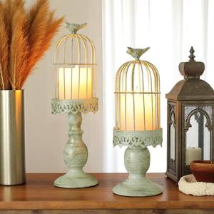 Hand Made <b>Set</b> <b>of</b> 2 Vintage Birdcage <b>Candle</b> Holders Rustic Metal Decorative Lanterns for Home Decor and Events - Product Image 3