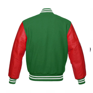 Veste universitaire pour homme personnalisée, style streetwear, rose vif, laine, manches en cuir noir, patchwork sur le devant, pour les joueurs de baseball universitaires, enfants - Product Image 4