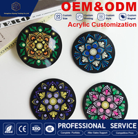 Sous-verres en acrylique personnalisés en gros, motifs floraux et points, sous-verres ronds pour café, restaurant, boutique de cadeaux, décoration de table