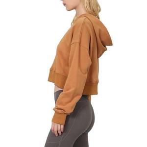 Sweat à capuche léger pour femme, pull à capuche court, option logo sur le devant, manches longues, vêtements de sport décontractés, respirant, hiver - Product Image 2