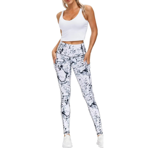 Women's High Waist Elastic Gym Yoga Pants Pockets Solid Color Compression Fit Leggy Athletic <b>Leggings</b> Mid Waist Leggy <b>Leggings</b> - Product Image 1