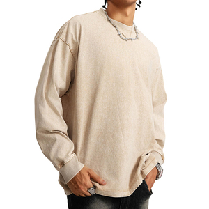 เสื้อสเวตเชิ้ตผ้าฝ้ายสำหรับผู้ชายเสื้อ100% กันหดคอกลมลายกรดซักแบบปรับแต่งได้ไซส์ใหญ่ - Product Image 1