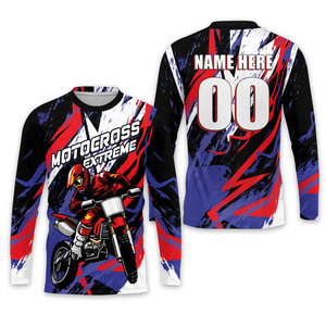 Prix bas, haute qualité, faible MOQ, vente en gros, maillot de motocross personnalisé, combinaison de course respirante pour l'été, design imprimé - Product Image 2