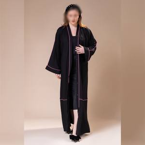 Vente en gros de robes Abaya de luxe personnalisées en soie à manches longues, anti-rides, taille XXL, vêtements islamiques de Dubaï, vêtements musulmans traditionnels - Product Image 1