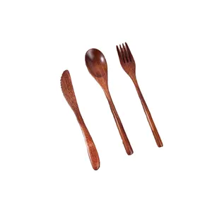 ชุดช้อนส้อมไม้,ชุดเครื่องใช้บนโต๊ะอาหารช้อนส้อมตะเกียบพร้อมกล่องเก็บของชุดเครื่องใช้บนโต๊ะอาหารสำหรับเดินทาง - Product Image 1