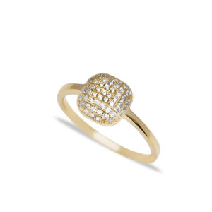 Minimalist Square CZ Design Rhodium Plated Wedding <b>Ring</b> Handcrafted <b>Dainty</b> 925 Sterling Silver Turkish Jewelry - Product Image 1