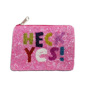 <b>Cute</b> Luxury Handwork Beaded HECK YES Embroidery Coin <b>Purse</b> With Designer Elegant Fancy Latest Fashion Style For Girl - Product Image 1