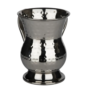 Tasse de lavage en acier inoxydable, finition martelée, poignée martelée, prix le plus bas, pour ensembles de salle de bain, artisanat indien - Product Image 1