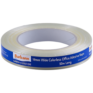Burmann 19mm Wide Colorless Office Adhesive Tape 50m Long <b>Roll</b> - Product Image 3